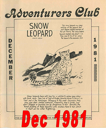 December 1981 Adventurers Club News Cover